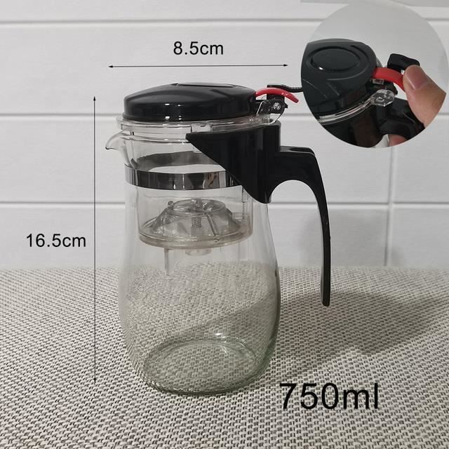 Théière En Verre Résistant à La Chaleur, 750 Ml Avec Filtre Inox Intégré, Pour 4 Tasses
