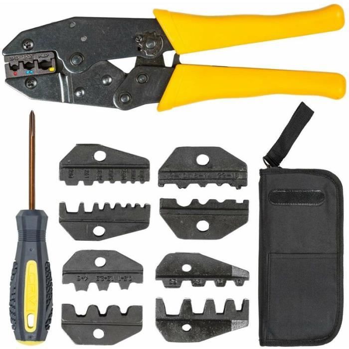 Pince à sertir 5 en 1 YYV - Outil de sertissage pour cosses de câbles douilles et raccords