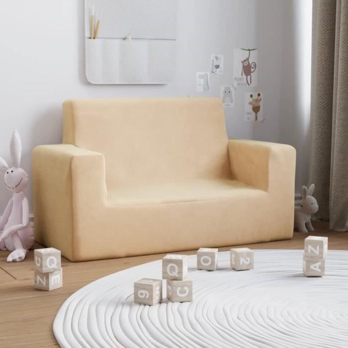Canapé Enfant Pliable - 2 Places, Dossier Respirant - Tissu Doux, Housse Déhoussable - Pour Chambre, Jeu, Détente