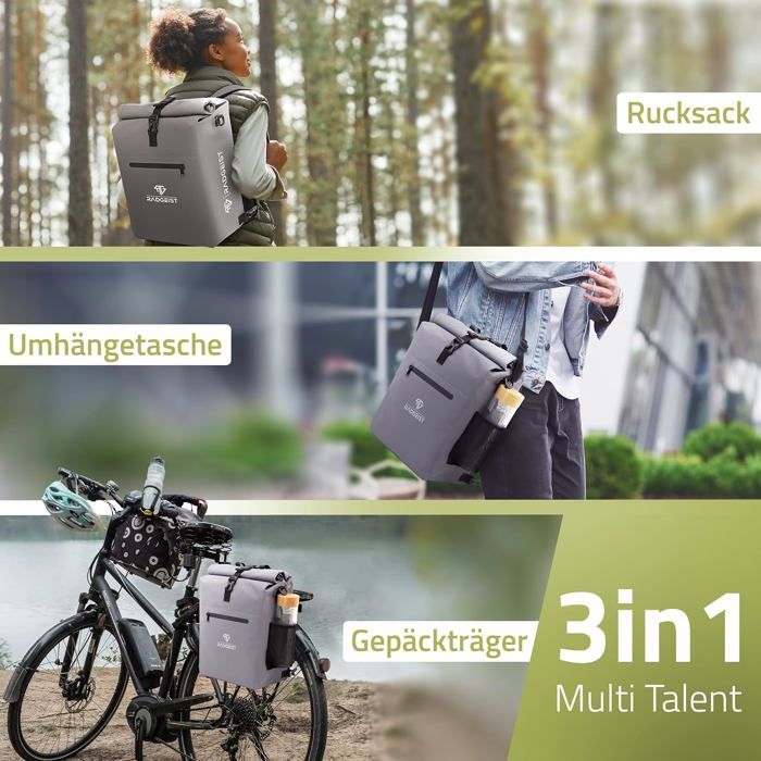 Lot 2 Sacoches RADGEIST Lot De 2 Sacoches Vélo RADGEIST - Étanches 23-28L - Pour Porte-bagages Radgeist Sacoches