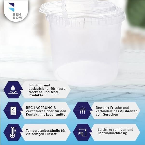 Seau plastique alimentaire 10L inviolable avec anse