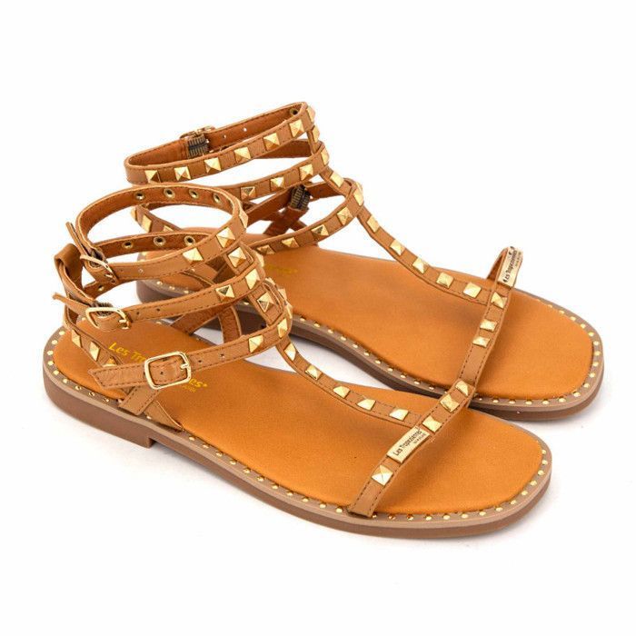 Cuir Tropeziennes Montantes Coralie Sandales Tropeziennes Camel