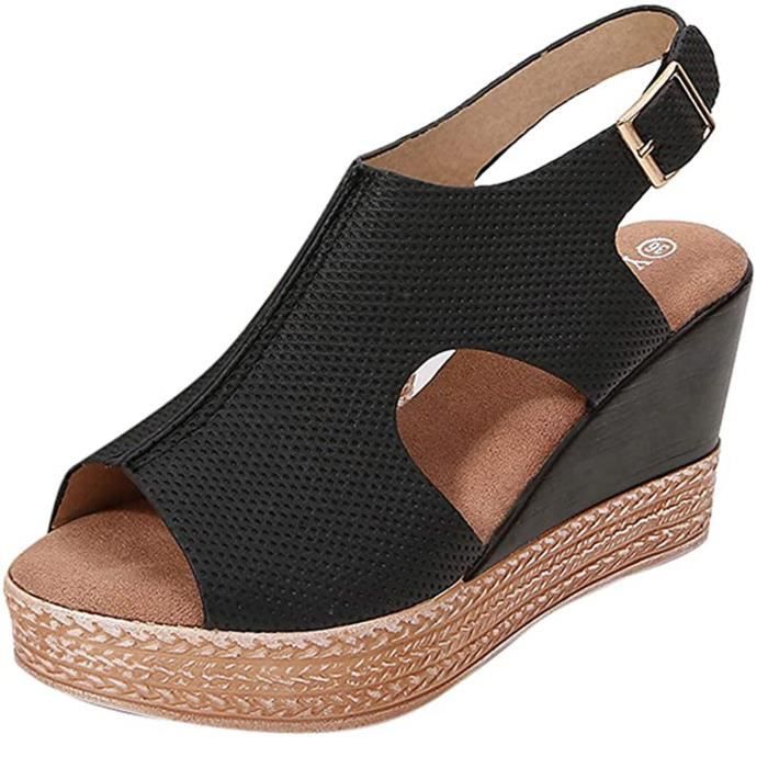 Chaussure compensée femme noir hotsell