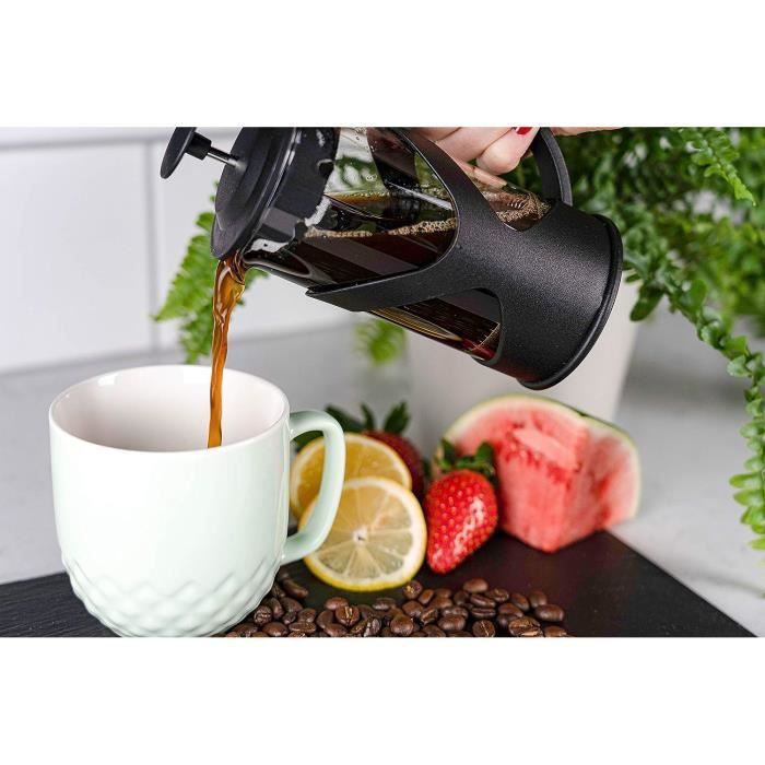 Grunwerg Café Olé Floral Doorzichtige koffiemaker koffiepers van roestvrij staal 18/10 en glas 600 ml 4 mokkatkoppen