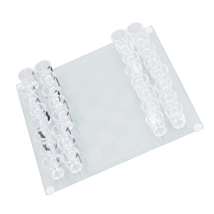 Jeu d'échecs en verre dépoli et poli avec fond rembourré en cristal Jeu d'échecs en verre dépoli et poli avec fond rembourré en cristal