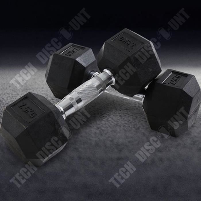 Paire D'haltères Hexagonaux Weider 15 Lb (environ 6,8 Kg) - Caoutchouc Et Chrome