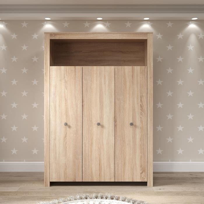 Lit Bébé 70x140 Cm + Commode à Langer AHOI - Chêne - Ensemble Chambre Bébé Trend Team - Évolutif Et Pratique