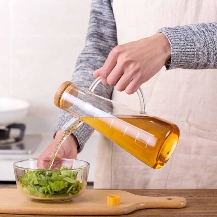 Distributeur D'Huile D'Olive En Verre Borosilicate 500 Ml - Burette Avec Graduations, Bouchon Verseur - Pour Cuisine - 5