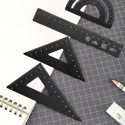 Deli Lot De 4 Règles De Géométrie En Plastique Transparent Avec équerre