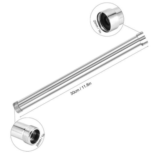 Rallonge Bras De Douche En Acier Inoxydable - 16,5 Cm, Filetage G1/2" - Ajuste La Hauteur Du Pommeau Fixe