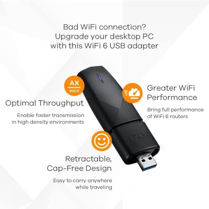 Clé USB WiFi 6 AX1800 - Prise en Charge MU-MIMO, OFDMA pour Une expérience  réseau sans Retard, sécurité avancée par cryptage W[705] - Cdiscount  Informatique