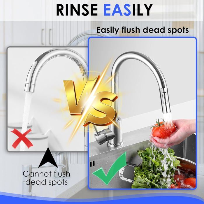 Robinet cuisine mitigeur pivotant 360 avec douchette extractible G1/2 Robinet cuisine mitigeur pivotant 360 avec douchette extractible G1/2