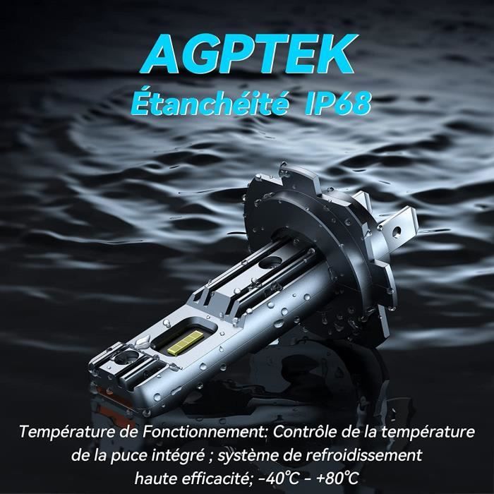 AGPTEK 2 X 42W 10000LM H7 Phare de Voiture à LED 6000K, Ampoule