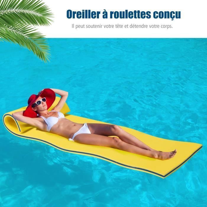 Matelas Gonflable Piscine Tapis Flottant en Mousse Enroulable 220x90cm COSTWAY-Oreiller Intégré-3 Epaisseurs Anti-Déchirure-Orange - Jeux - Jouets Matelas Gonflable Piscine Tapis Flottant en Mousse Enroulable 220x90cm COSTWAY-Oreiller Intégré-3 Epaisseurs Anti-Déchirure-Orange - Jeux - Jouets
