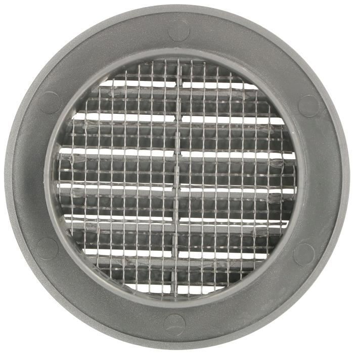 Grille d'aération ronde avec moustiquaire et fermeture 128 mm à encastrer sur tube PVC 100