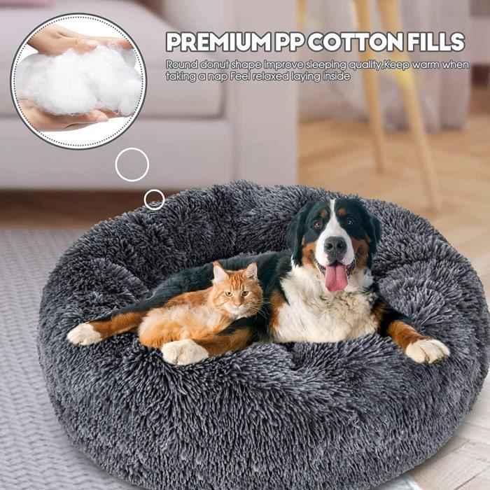 Panier Rond Pour Chien Et Chat - Lavable, Anti-Dérapant, En Peluche Douce - 40x40x15 Cm - 7