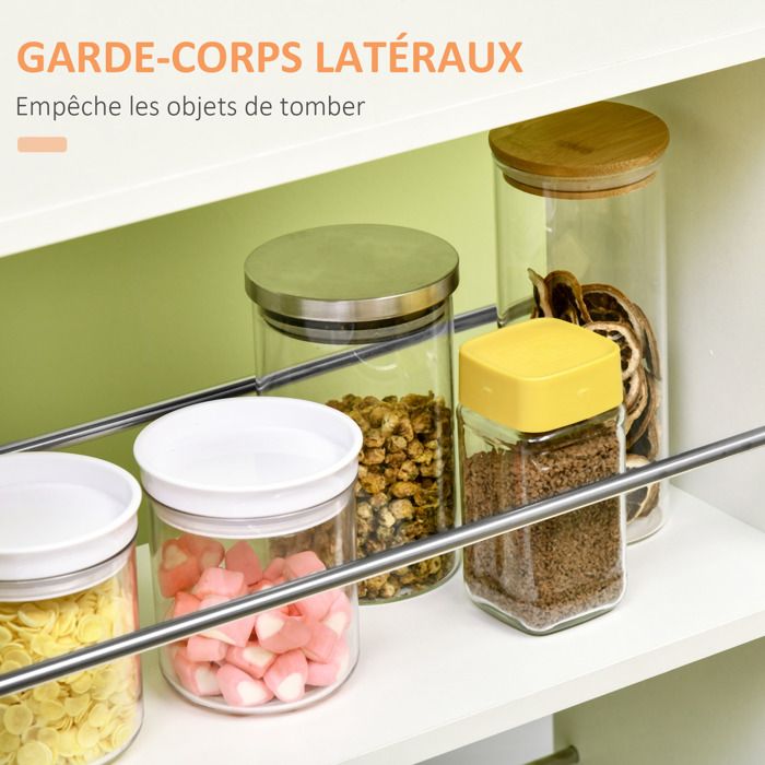 Îlot de cuisine avec couvercle à charnières, comprenant un chariot de rangement avec trois étagères coulissantes, adapté aux salles à manger, blanc | Leroy Merlin