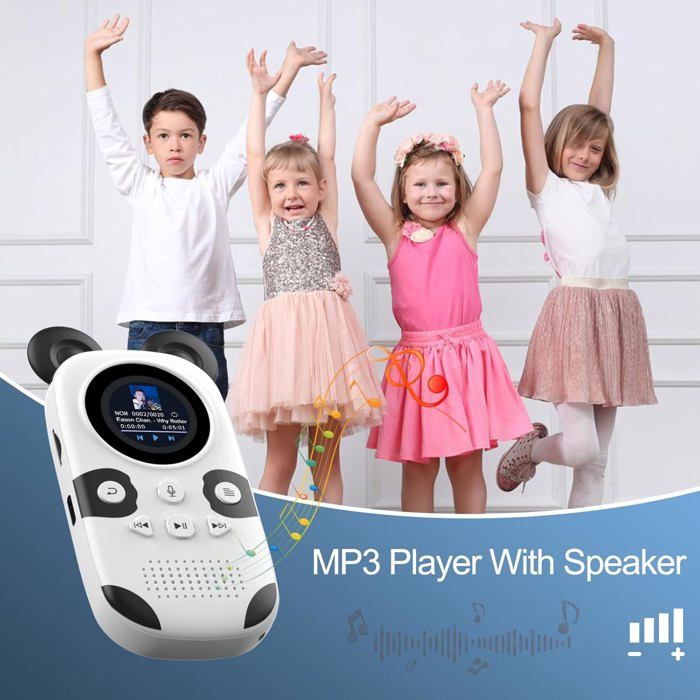 Lecteur MP3 Enfant 64 Go Avec Bluetooth 5.3, Radio FM, Enregistrement, Alarme, Podomètre - Design Renne