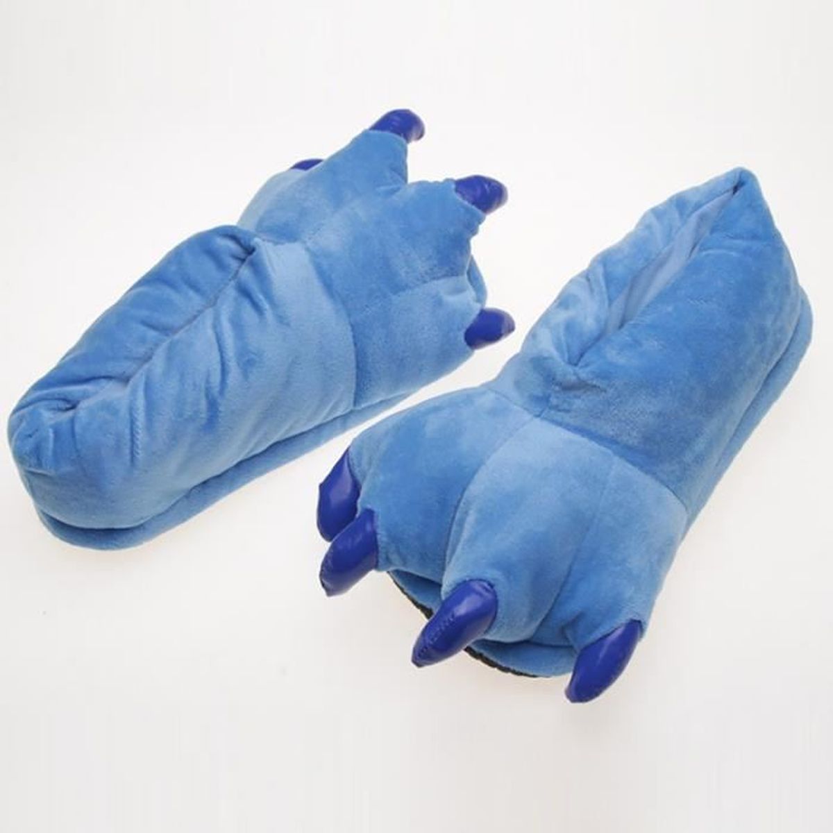 Chaussons Patte D'Animal En Peluche - Pantoufles Chaudes Antidérapantes Unisexe Gris (Taille 39-45)