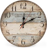 30cm Vintage Rustic Wall Clock, Silent Wooden Dial Timer Clock for Home Living Room Bedroom Office Cafe Bar Decor