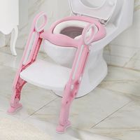 Siège de Toilette pour Bébé Réglable et Pliable - COSTWAY - Rose - Charge Max. 75KG