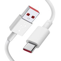 Câble USB-C Charge Rapide 6A pour Redmi Note 8-8 Pro-8T, Note 9-9 Pro-9T, Note 10 4G-5G, Note 10 Pro - 1M Blanc