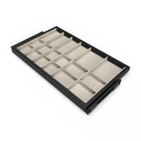 Emuca Kit de organiser de tiroirs et cadre coulissant soft close pour armoires, réglable, module 800mm, Noir texturé et Gris pierre