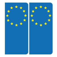 Autocollant Plaque d'immatriculation Voiture Étoiles Jaunes Europe Côté Droit