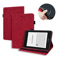 Etui Coque Amazon Kindle Paperwhite 11e Gén 6.8"(modèle 2021), Protection en Cuir PU avec Support -Fleur de soleil rouge YHT