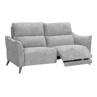 Canapé 3 places relax électrique Tissu gris argent - CARINA - L 184 x l 98 x H 100 cm