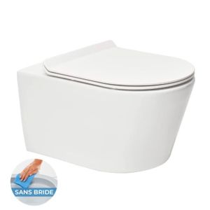 WC - TOILETTES Swiss Aqua Technologies Brevis WC suspendu sans bride, fixations invisibles + abattant ultra-fin, softclose (BrevisRimless)