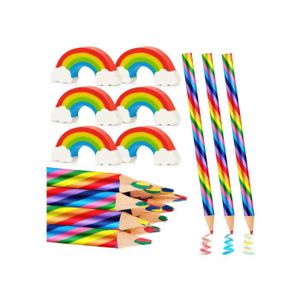 Crayons Arc-en-Ciel XPEX - Lot 12 Couleurs | Mine Multicolore Pré-taillée | Dessin, Coloriage Enfants