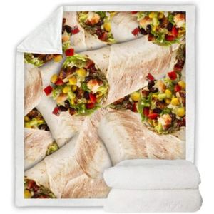 JETÉE DE LIT - BOUTIS Nourriture Burrito Tortill 3D imprimé Velours en Peluche Couverture Couvre-lit pour Enfants Sherpa 60x120cm[15574]