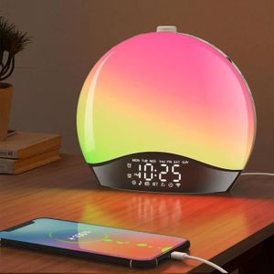 Réveil Simulateur D'aube Avec Veilleuse Colorée - Réveil Lumineux Lever Du Soleil Et Sons Apaisants - 9