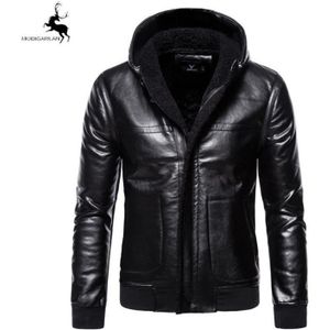 Blouson cuir capuche - Cdiscount