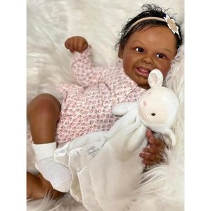 POUPÉE Pinky Reborn - Poupée bébé fille noire africaine adorable de 20 pouces (50 cm) avec corps en tissu - Ensemble cadeau