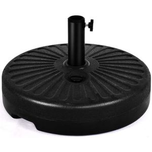 DALLE - PIED DE PARASOL RELAX4LIFE Pieds/Base Rond de parasol en HDPE et Fer, Support pour Parapluie avec Volume de 23L de l'eau ou du Sable, 51x12cm, Noir