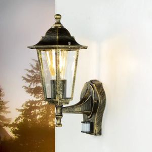 APPLIQUE EXTÉRIEURE Licht-Erlebnisse Applique d'extérieur avec détecteur de mouvement  couleur or design en forme de lanterne dans un style rustique384