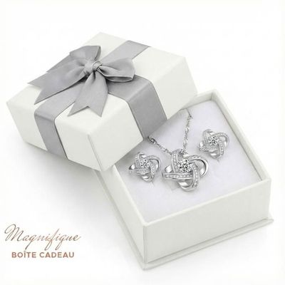 Ensemble Collier Et Boucles D'oreilles Argenté Avec Faux Cristaux - Snowfall Neuf