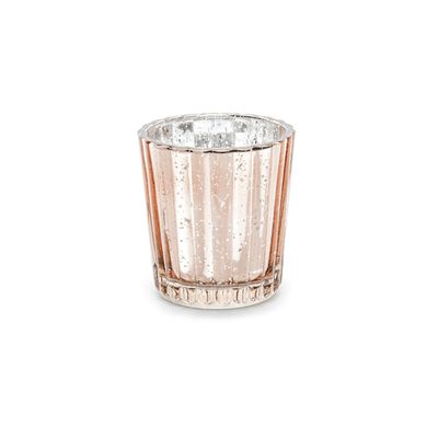 Lot De 4 Photophores Verre Vintage 6x3cm - Or Rose - Décoration Mariage, Fête