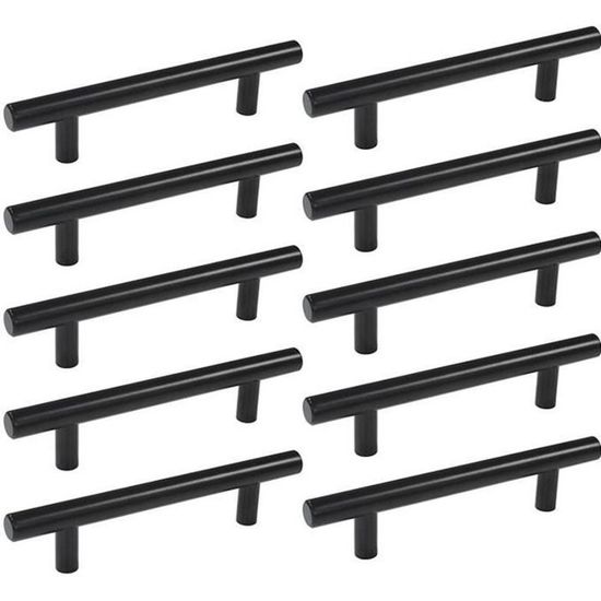 Lot De 20 Poignées De Porte Barre 128 Mm - Inox Noir Mat, Avec Vis, Générique