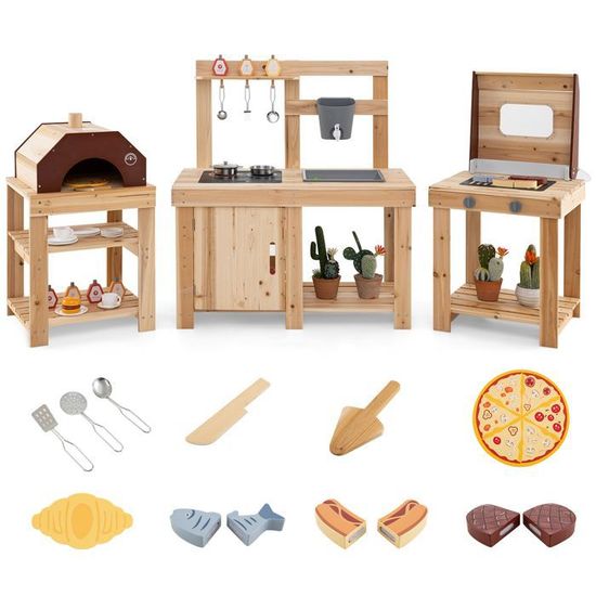 Ensemble De Cuisine Jouet Pour Enfant - Fruits Et Légumes à Découper (velcro) - Sac à Dos De Rangement - Cadeau Garçon/fille