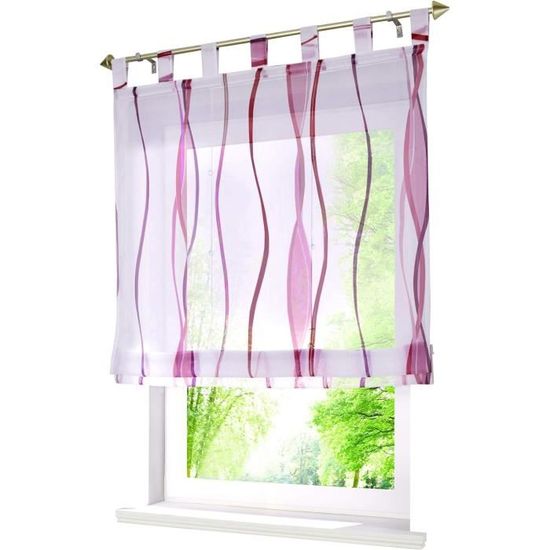 Store Romain Transparent 80x140 Cm - Voilage Brodé Argent Avec Ruban, Pour Fenêtre Salon/chambre | Décoration Légère, Facile à Installer