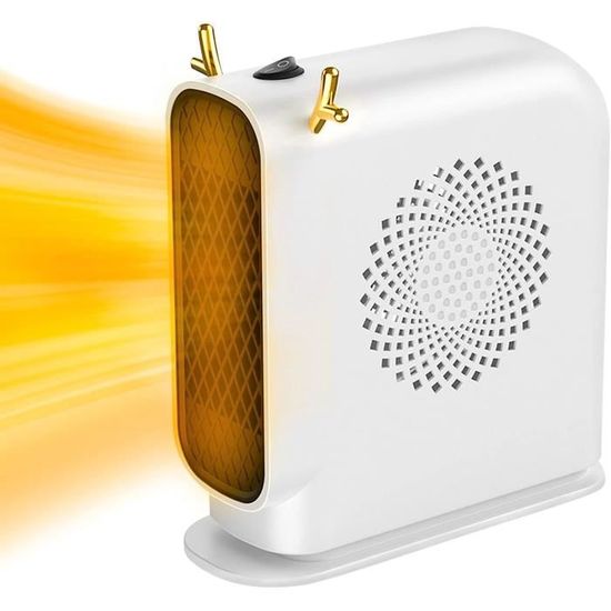 500 Watts Chauffage Soufflant Ceramique Mini Chauffage Soufflant Chauffage éConomique Portable Chauffage Sur Prise Avec Thermostat Et Minuterie, Pour Bureau, Chambre, Salon-(blanche-avec Télécommande