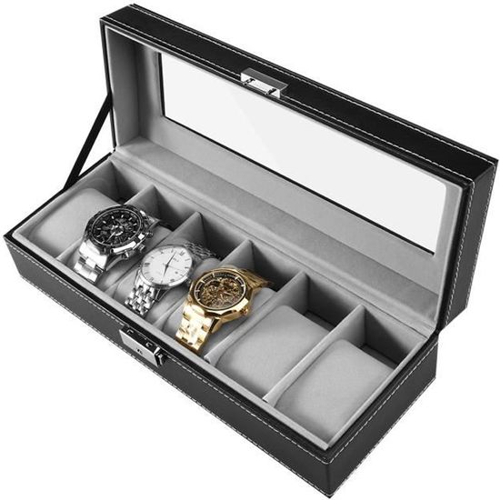 Boîte à montres Coffret bijoux montre homme Cadeau Boite rangement montres pour 6 montres