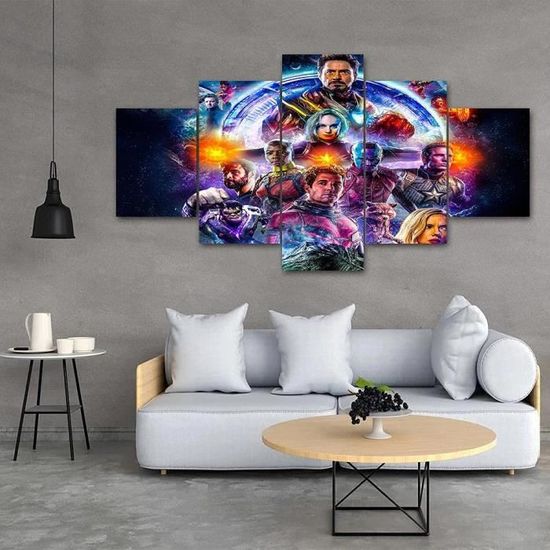 5 peintures sur toile-Avengers-Décoration De Salon-Décoration Murale-Impression HD-avec cadre-125x70cm[268]