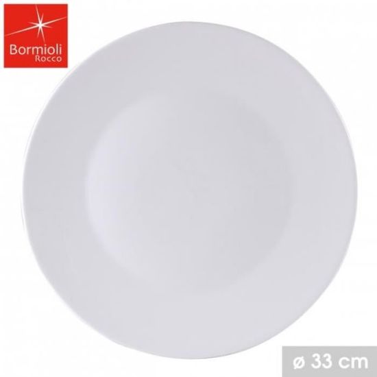 Assiette Plate à Pizza Ø 33 cm Blanc (lot de 6) Plat de Service Déjeuner BORMIOLI vaisselle pour la restauration et la maison