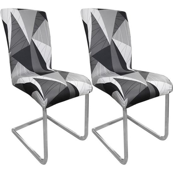 GVSS Lot 4 Housses De Chaise Salle à Manger Gris Clair 50x45x7cm - Motif Diamant Extensible Lavable