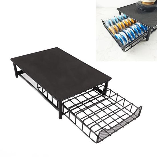 Flagship Support de rangement pour dosettes Nespresso Vertuo - Design moderne et support pour machine à café - Métal noir (capacité de 50 dosettes
