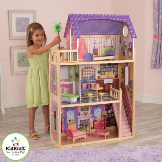 Maison de poupées KIDKRAFT Kayla Rose et blanc 10 pièces